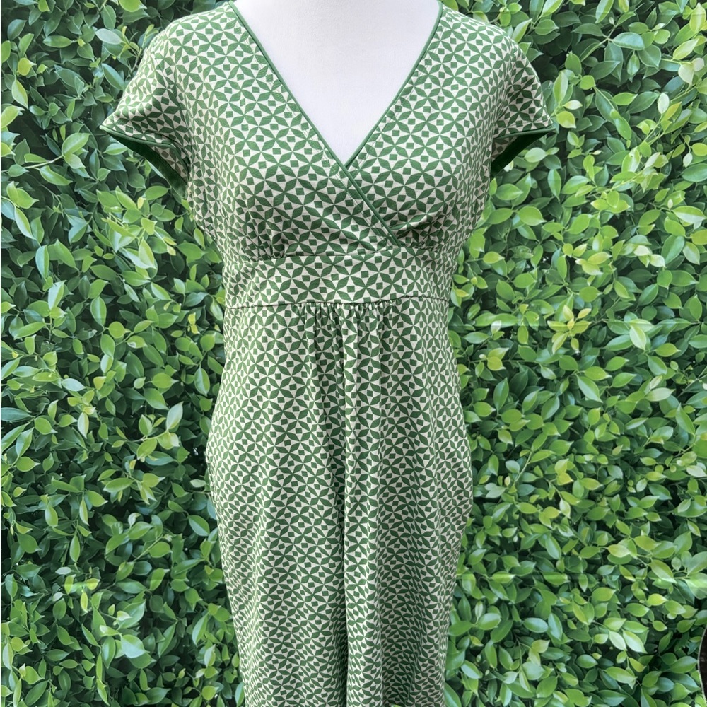 Boden Summer Green Geometric Knit Dress 6P